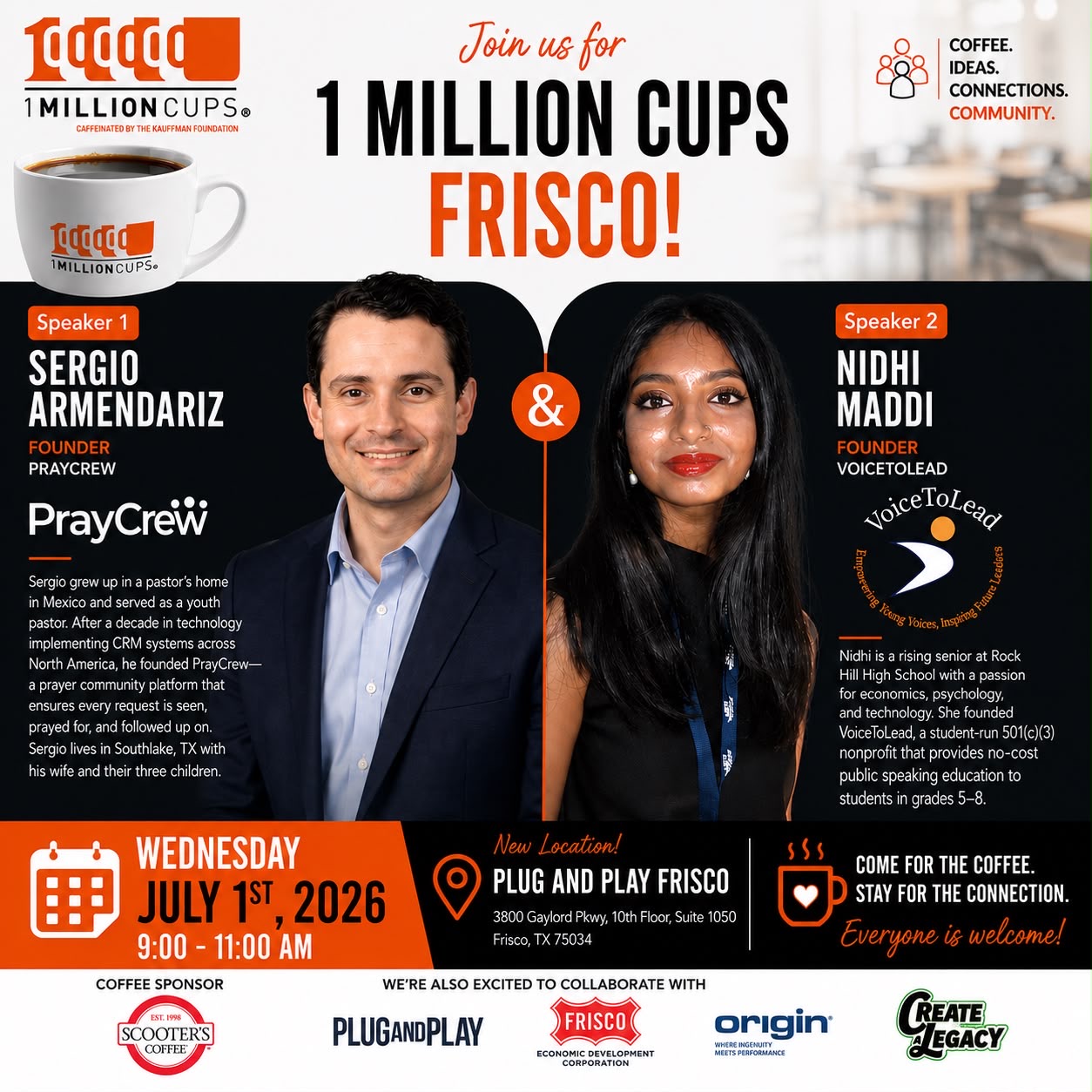 Nidhi Maddi featured as a speaker at 1 Million Cups Frisco